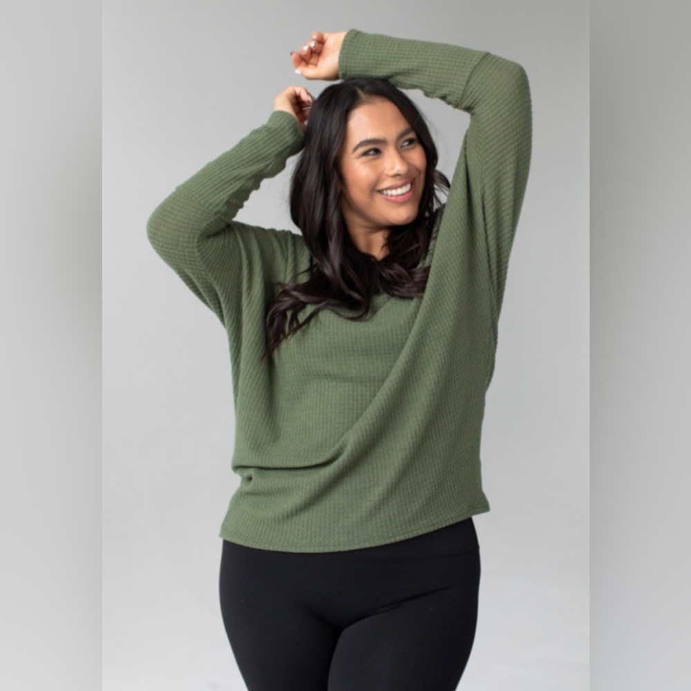 Olive Green Long Sleeve Women's Top